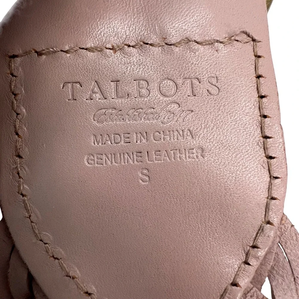 Talbots SMALL Braided Genuine Leather Belt With Brass Ring Buckle In Light Taupe
